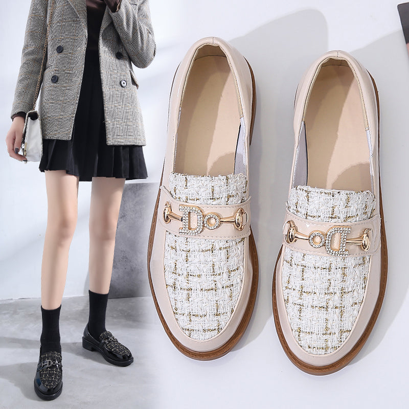 Women'S Small Black Leather Shoes British Style