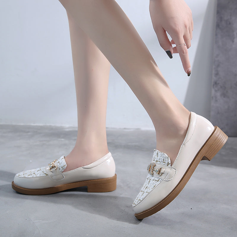 Women'S Small Black Leather Shoes British Style