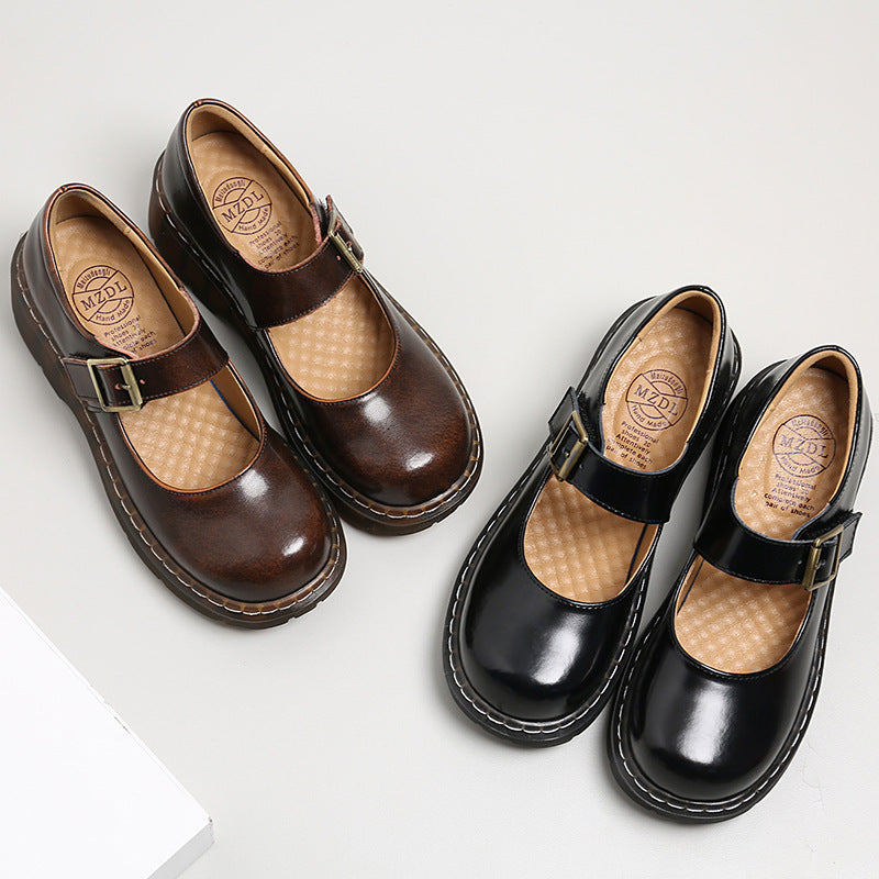 Cute Big Head Jk Small Leather Shoes