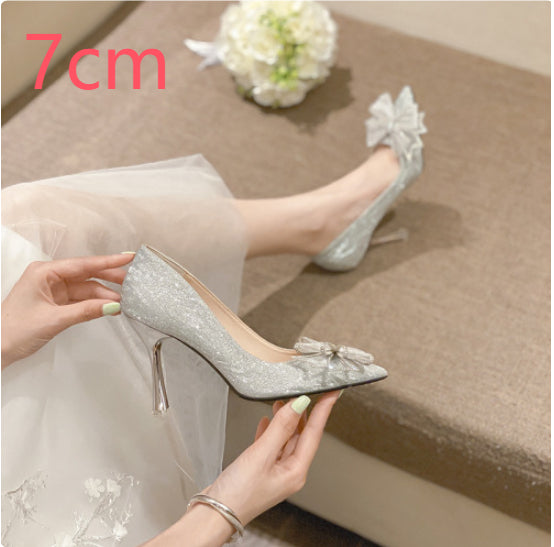 Pointed High Heels Female Silver