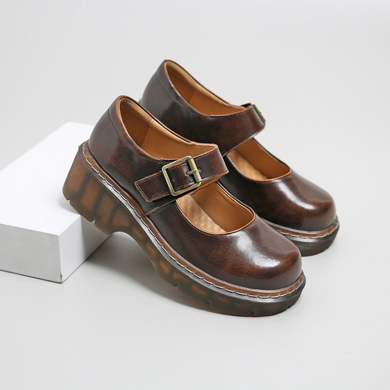 Cute Big Head Jk Small Leather Shoes