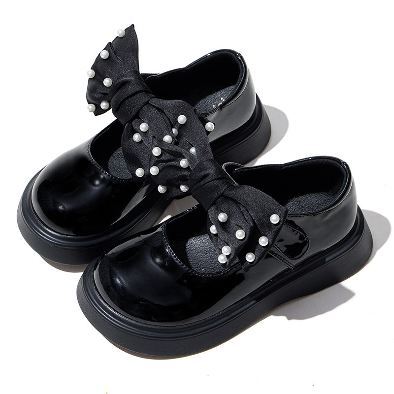 Fashion Black Children's Soft Sole Small Leather Shoes