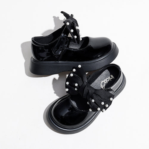 Fashion Black Children's Soft Sole Small Leather Shoes