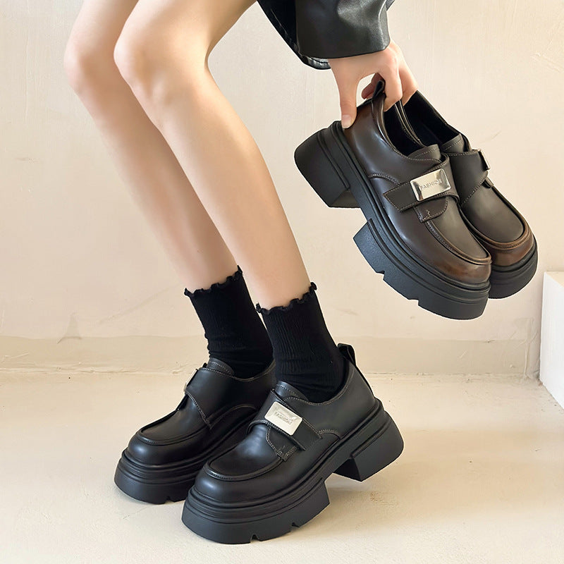 Fashion Metal Buckle Small Leather Shoes