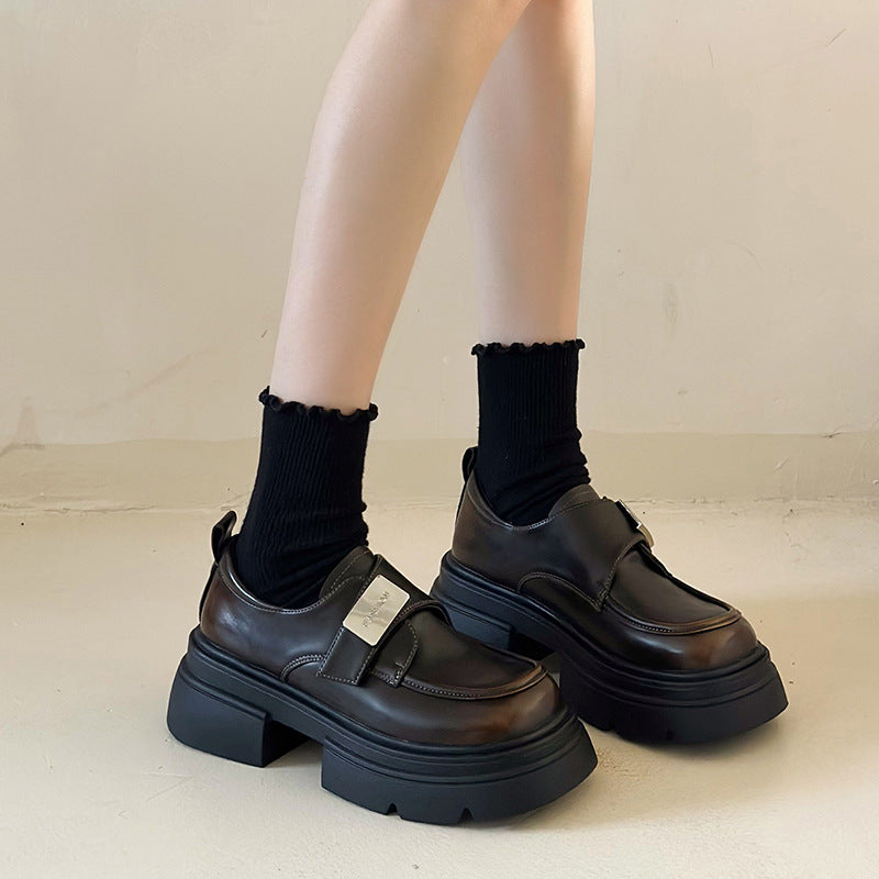 Fashion Metal Buckle Small Leather Shoes